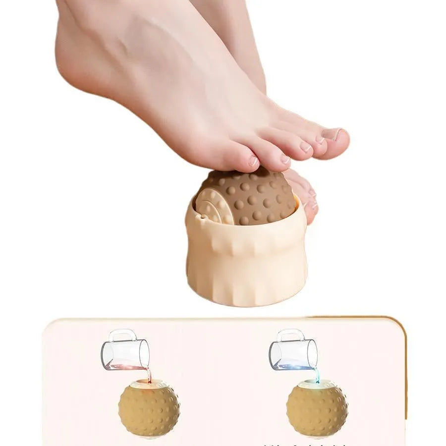 Caramel Mocha and green massage ball sets for cold hot compress and acupressure foot and back massage.