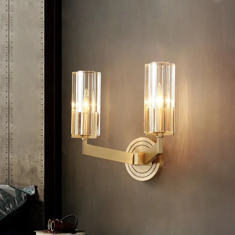 Copper wall lamp with Nordic minimalist design and adjustable single or double head configuration