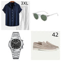 Casual cotton linen beachwear short sleeve suit in navy blue with half sleeves and full-length trousers