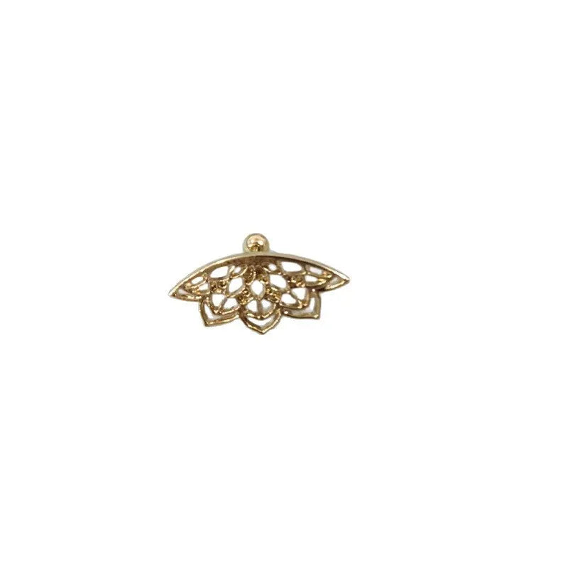 Spider web stud earrings with geometric mesh design in gold and silver electroplated finishes