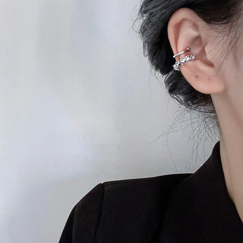 Women's geometric ear clip earrings with irregular shapes and frosty finish in alloy