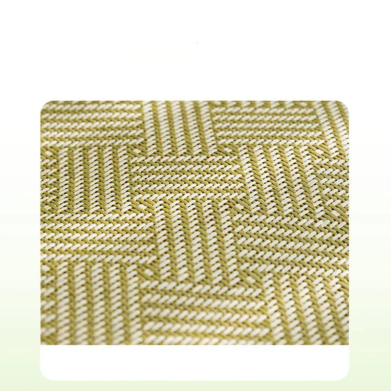 Green fruit-shaped backrest pet cooling mat nest for dogs and cats on a wooden floor.