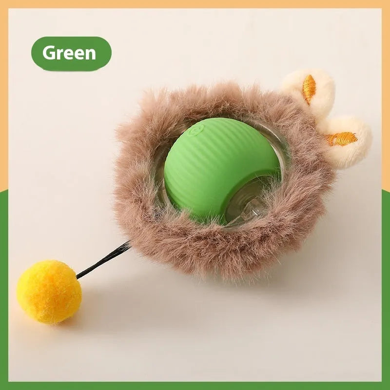 Self-moving silicone cat rolling ball toy in multiple colour options