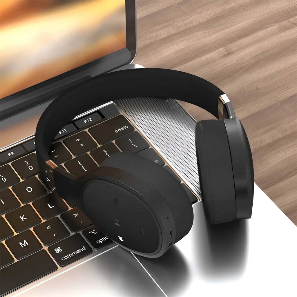 Folding wireless Bluetooth sports headset in black, white, grey, or blue colours with 40mm speakers