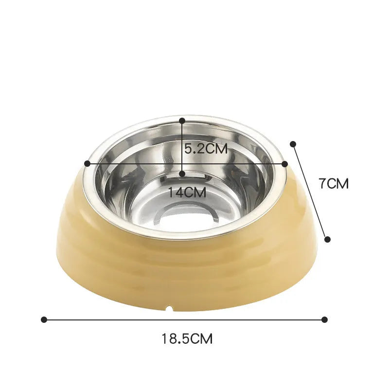 Plastic single cat bowl feeder in light green, beige, or brown colour.