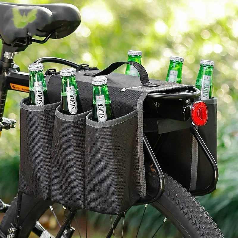 Bicycle double-sided drink holder bag with anti-scratch shelf and 2-litre storage capacity
