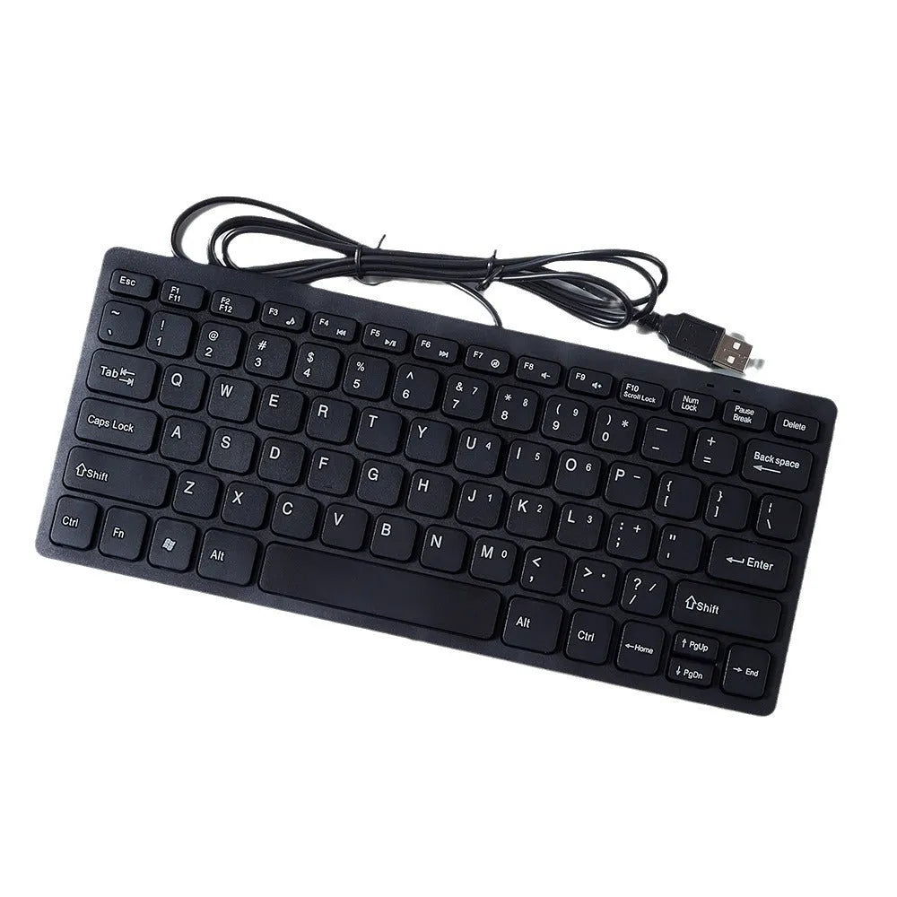 USB wired mini computer keyboard in black colour with compact 280mm width