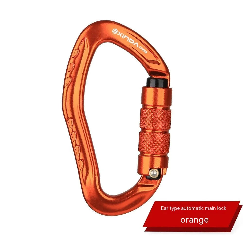Automatic master lock climbing carabiner in black, blue, orange, red or silver colour