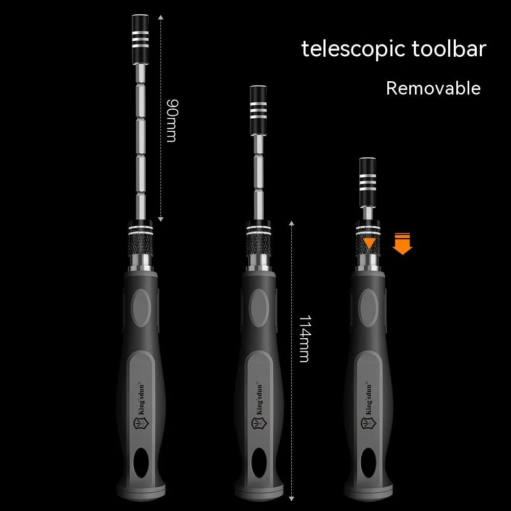 32 in 1 screwdriver set with bits displayed in a box, showing PH1 bit and 50mm shaft.