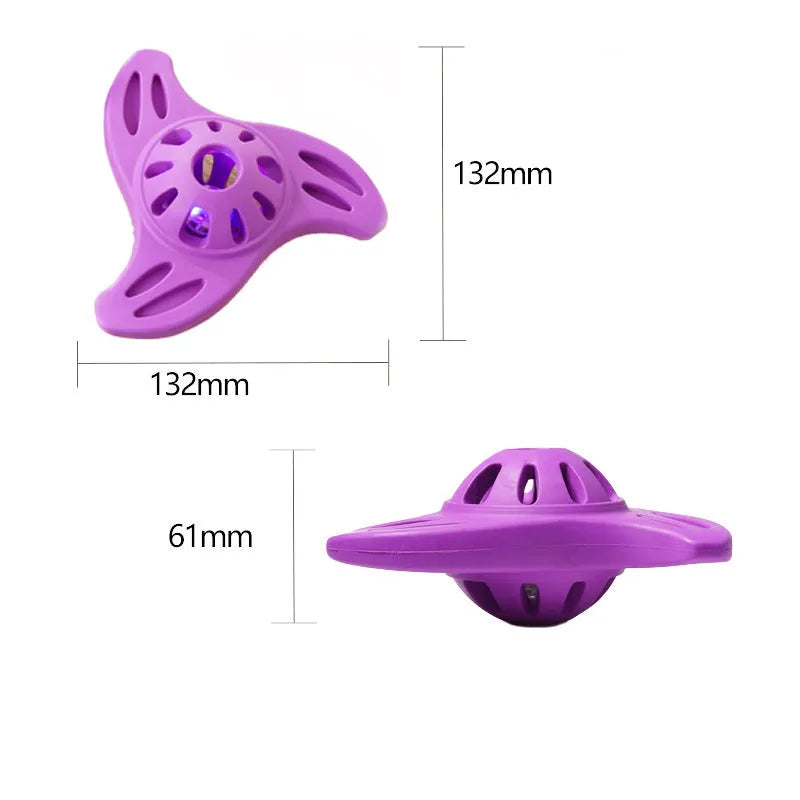 Blue plastic boomerang-shaped dog chew toy with textured molar edges for medium and large breed dogs