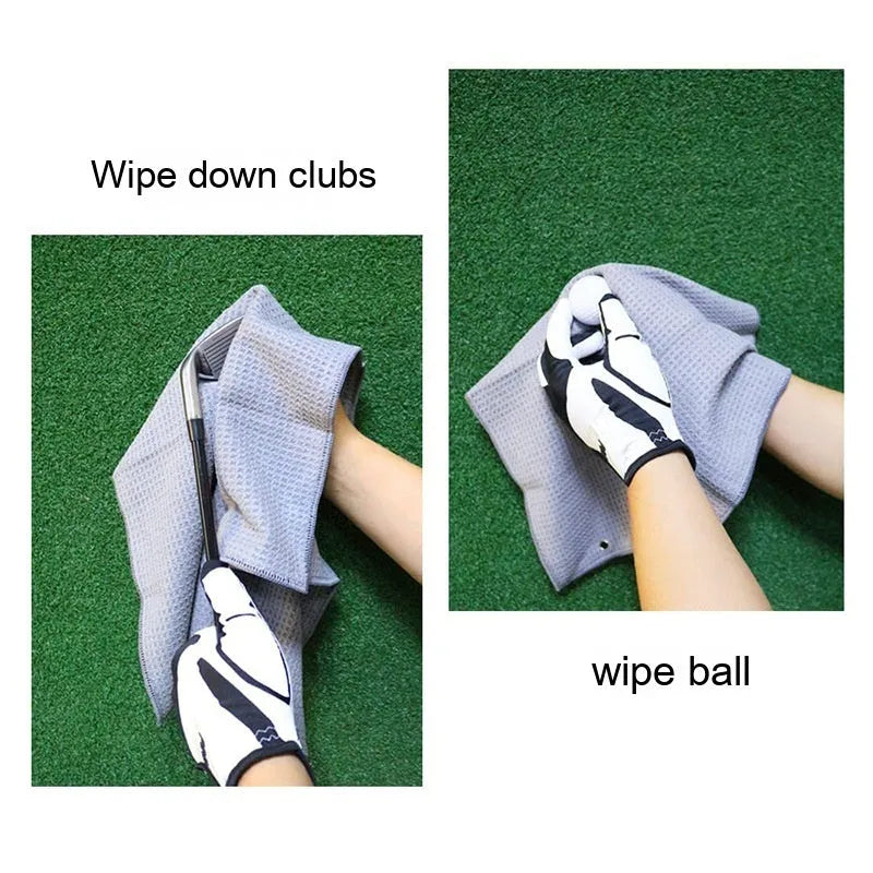 Waffle weave golf ball cleaning cloth towel showing textured surface in selected colour
