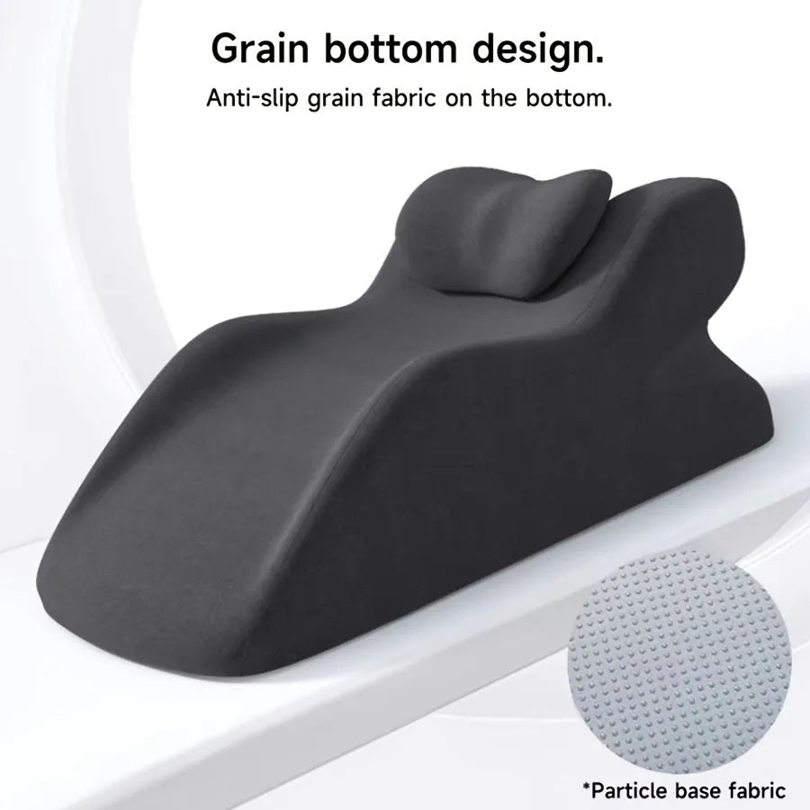 Ergonomic stomach sleeping pillow with contoured design in blue colour option