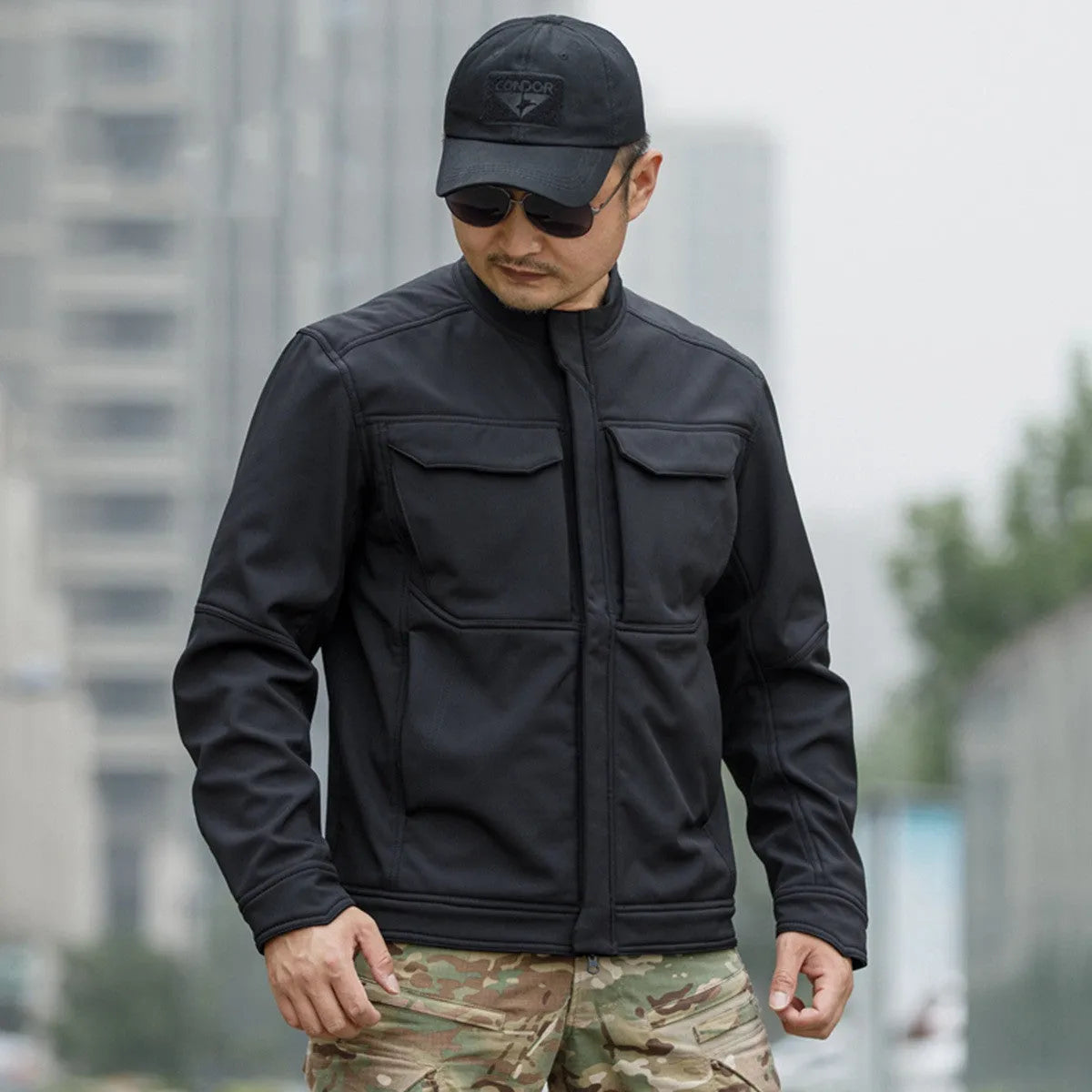 Bone Frog Peak Breaker soft shell jacket in black for mountaineering and camping