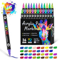Set of double-headed acrylic marker pens with fine and brush tips showing opaque washable ink