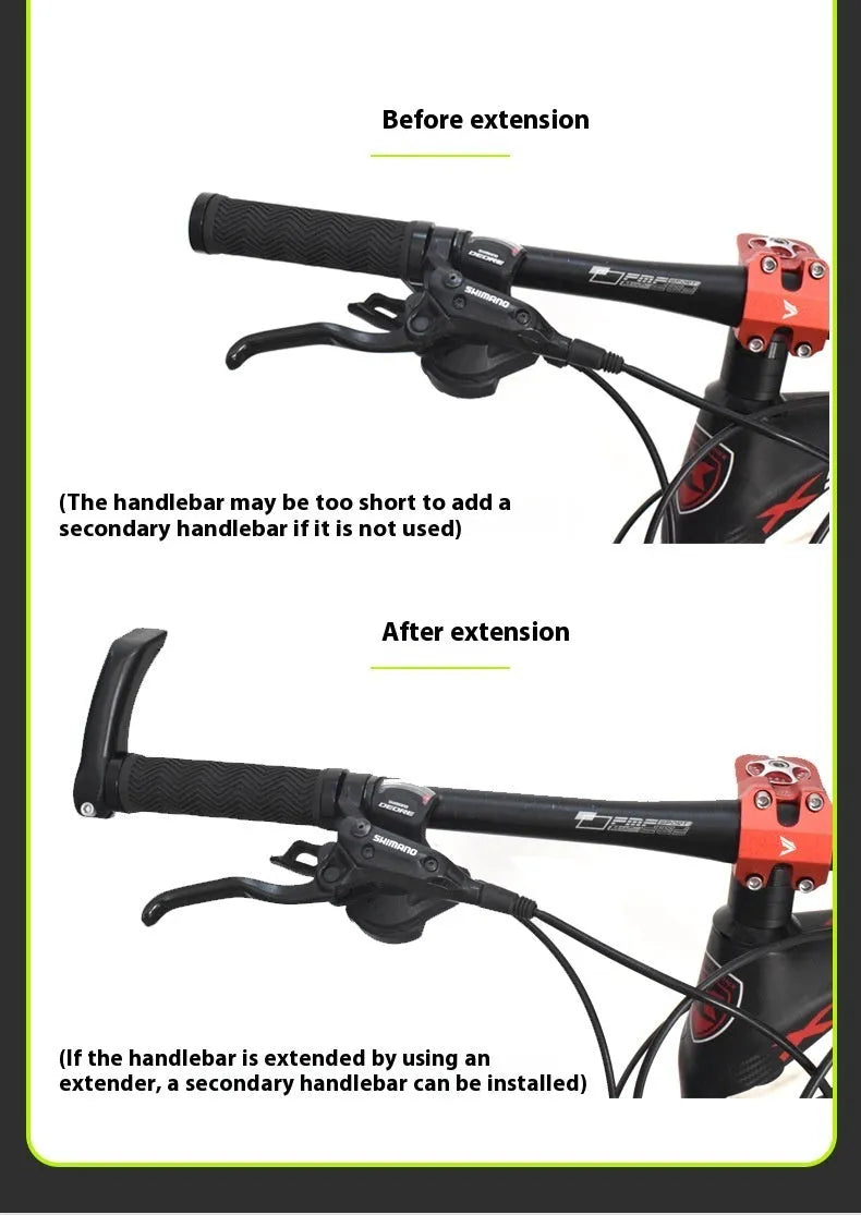 Aluminium alloy mountain bike handlebar extension rod with folding design and adjustable expansion range