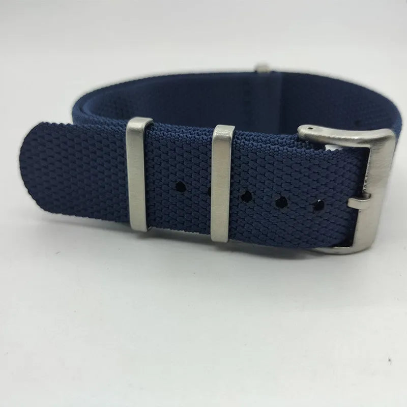 Nylon watch strap in Army Green colour showing integrated textile construction and 20mm width