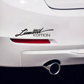 Close-up of a reflective plastic bumper sticker showing British style text, measuring 16cm long.