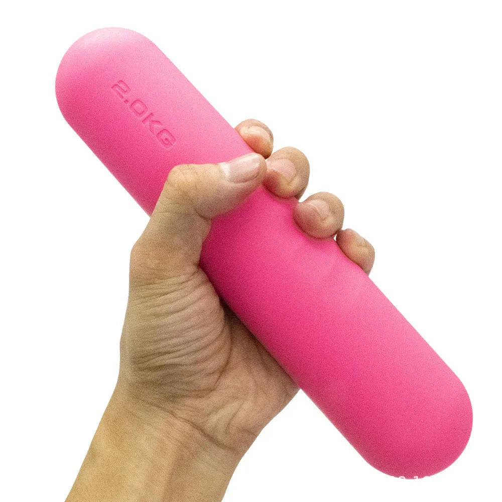 Silicone edged hand-drawn dumbbell stick in various colours with cast iron construction for fitness training