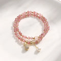 Strawberry quartz geometric bracelet with wallet charm women's crystal jewellery