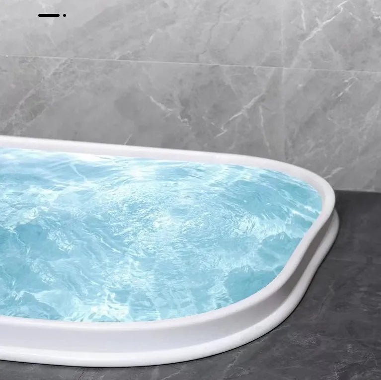Flexible silicone bathroom water blocking strip in white, black, and grey colours showing 30mm width dimension