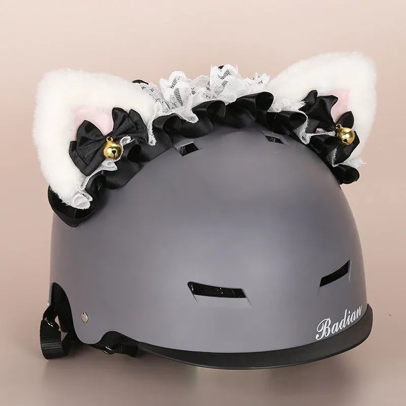 Cartoon character plush fabric helmet ear decoration cover for medium-sized helmets.