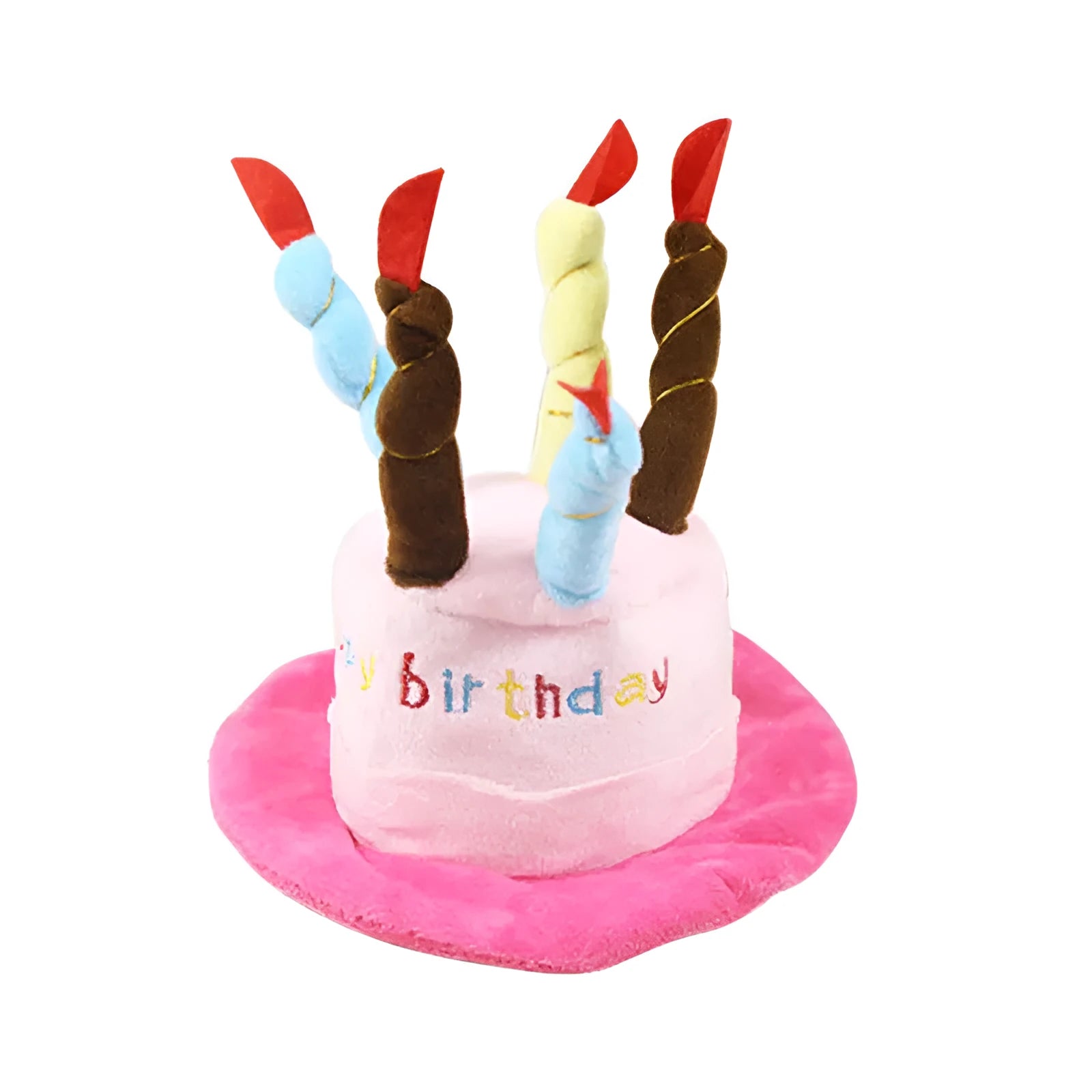 Blue and pink dog birthday hats for toy dog celebrations, showing 21cm wide decorative accessory