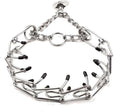 Stainless steel dog training pinch collar with rubber-tipped prongs and adjustable chain links