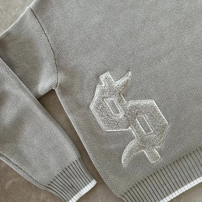 Grey Design Sense jacquard knitwear coat with loose fit and long sleeves