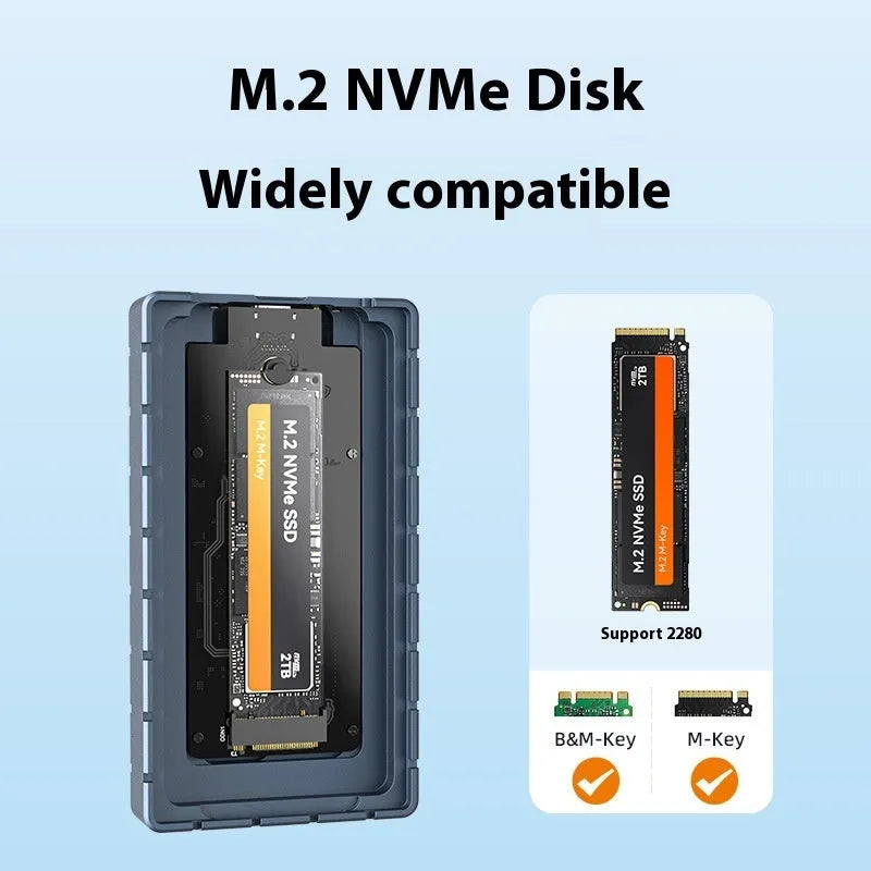 USB4 hard disk enclosure in aluminium alloy case showing compact 50mm wide design with USB4 port
