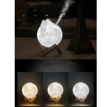 Lunar humidifier night light with 13cm ball design, USB charging port, and touch control