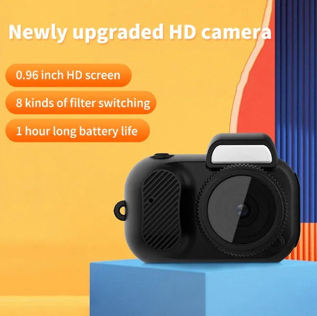 Black Y3000 HD outdoor sports camera with small screen, compact size for student travel and video recording.