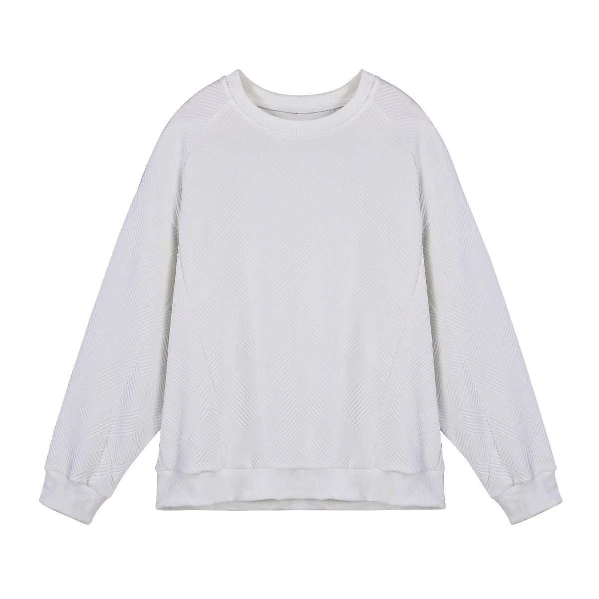 Men's twill jacquard long-sleeved loose fit sweater in army green colour with round neck