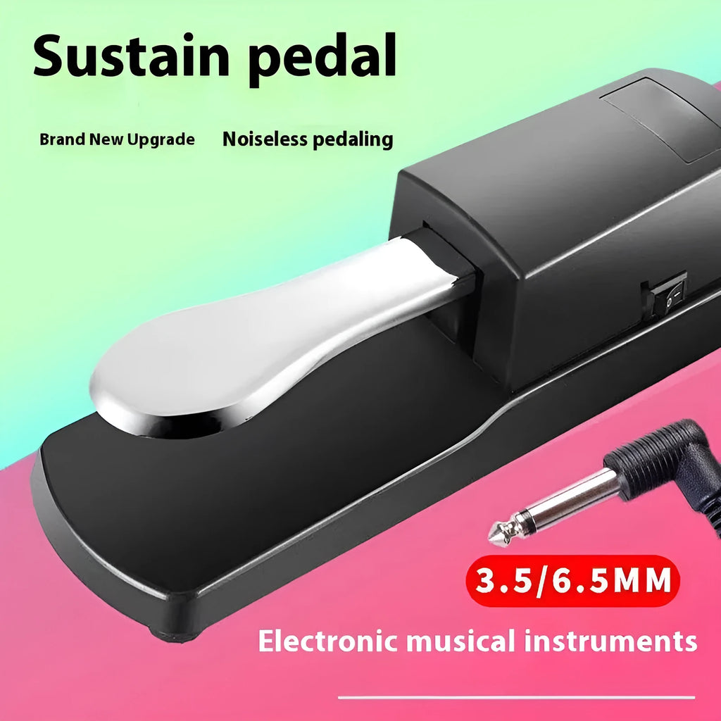 Black single leg sustain pedal for electronic keyboards made from ABS plastic