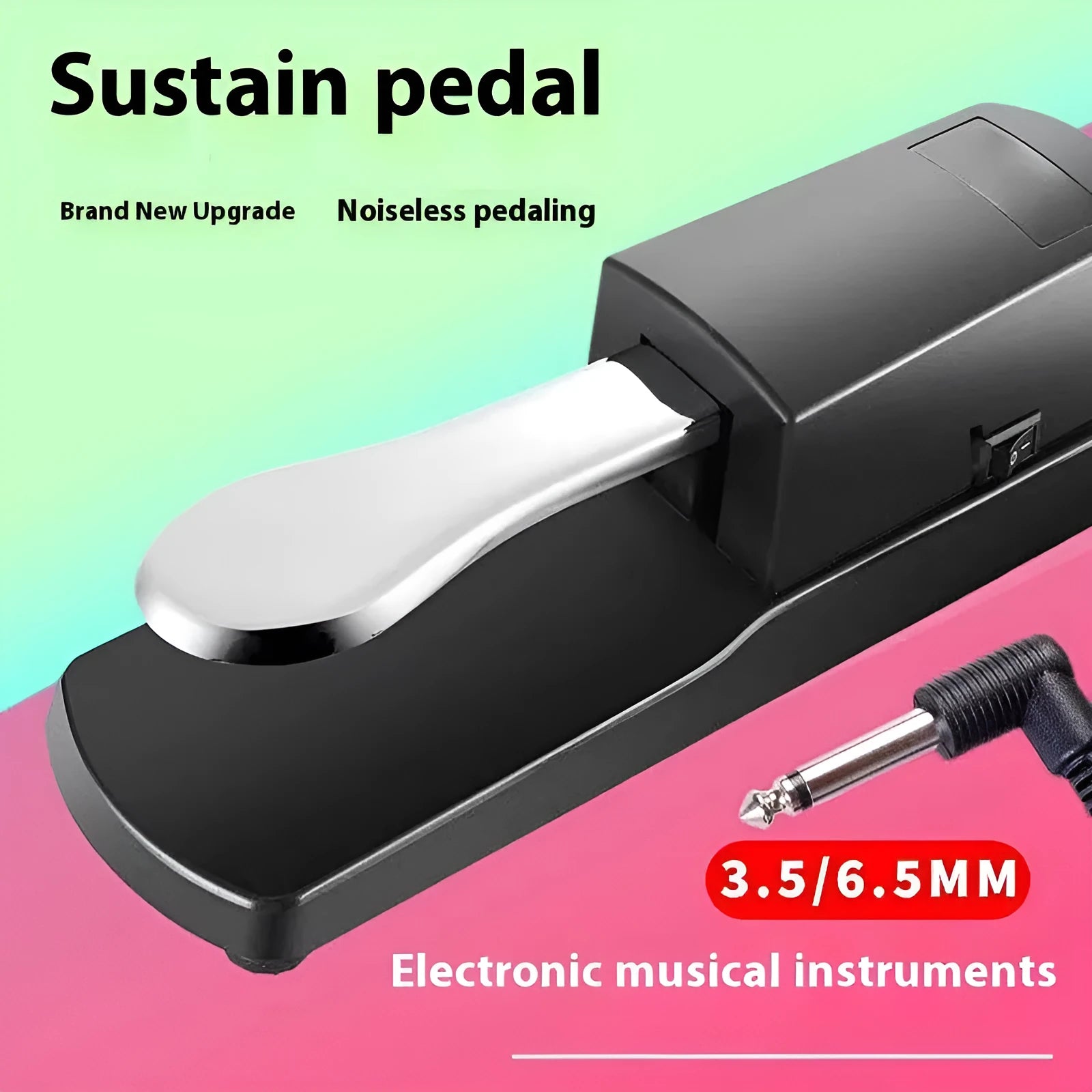 Black single leg sustain pedal for electronic keyboards made from ABS plastic