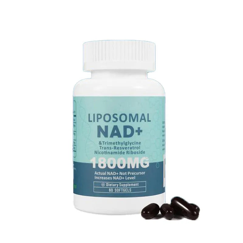 Bottle of Nicotinamide Mononucleotide NMN gel capsules dietary supplement.