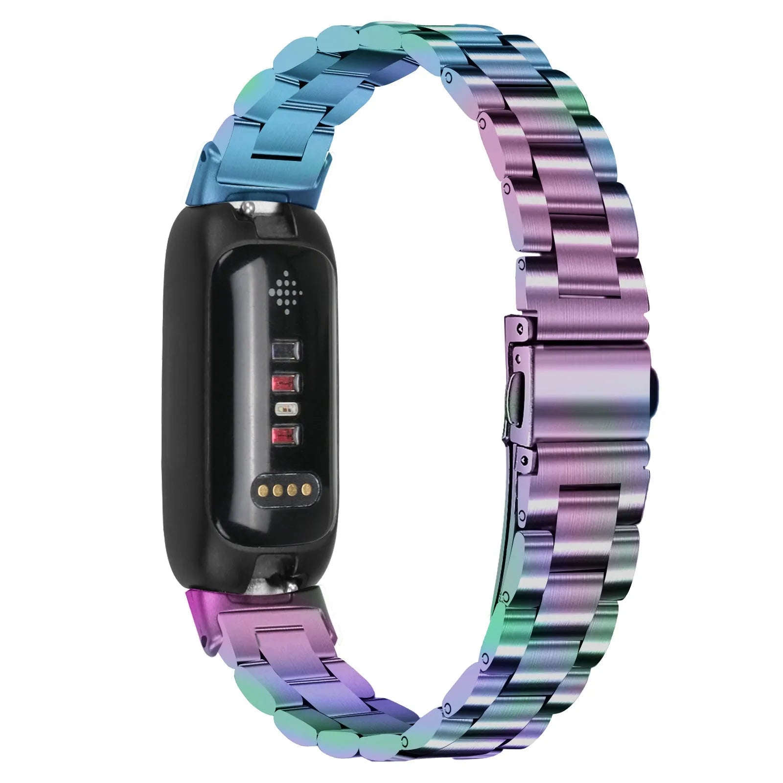 Stainless steel Fitbit Inspire 3 watch strap in multiple colour options showing 175mm length and 12mm connector