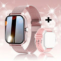 Smart watch with 1.44-inch touch screen and silicone wrist strap showing Bluetooth calling and health monitoring interface