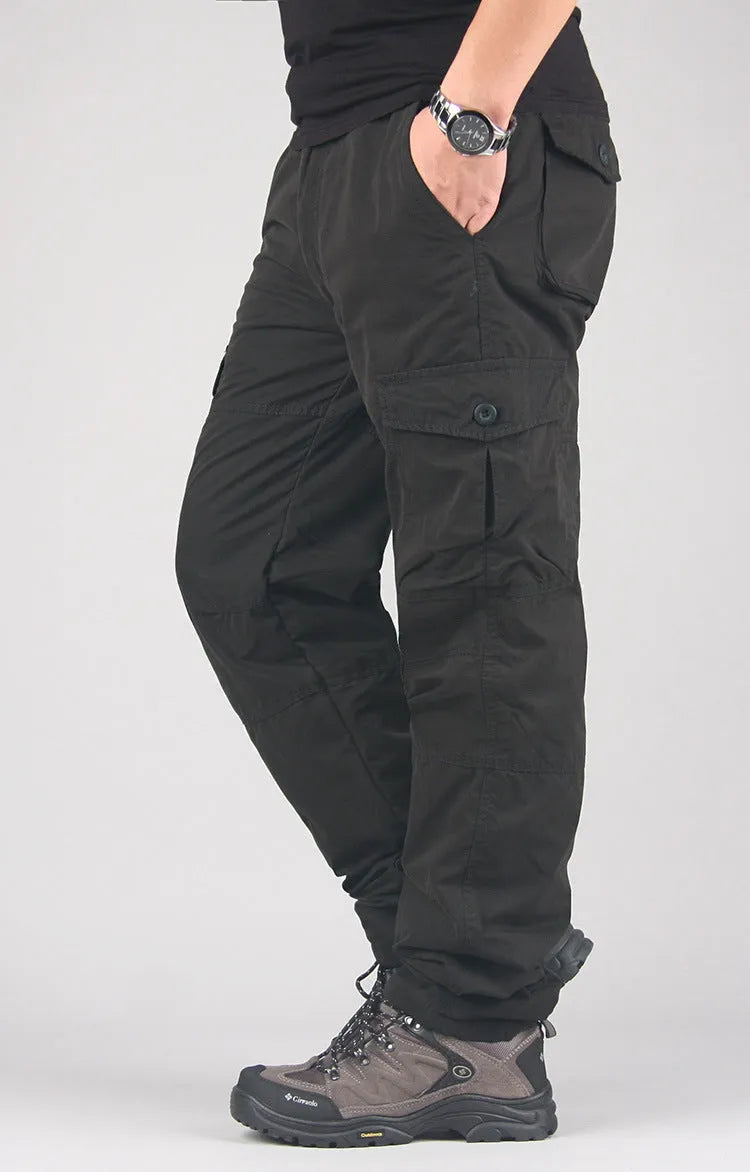 Men's cotton overalls with wool lining in loose straight-leg design
