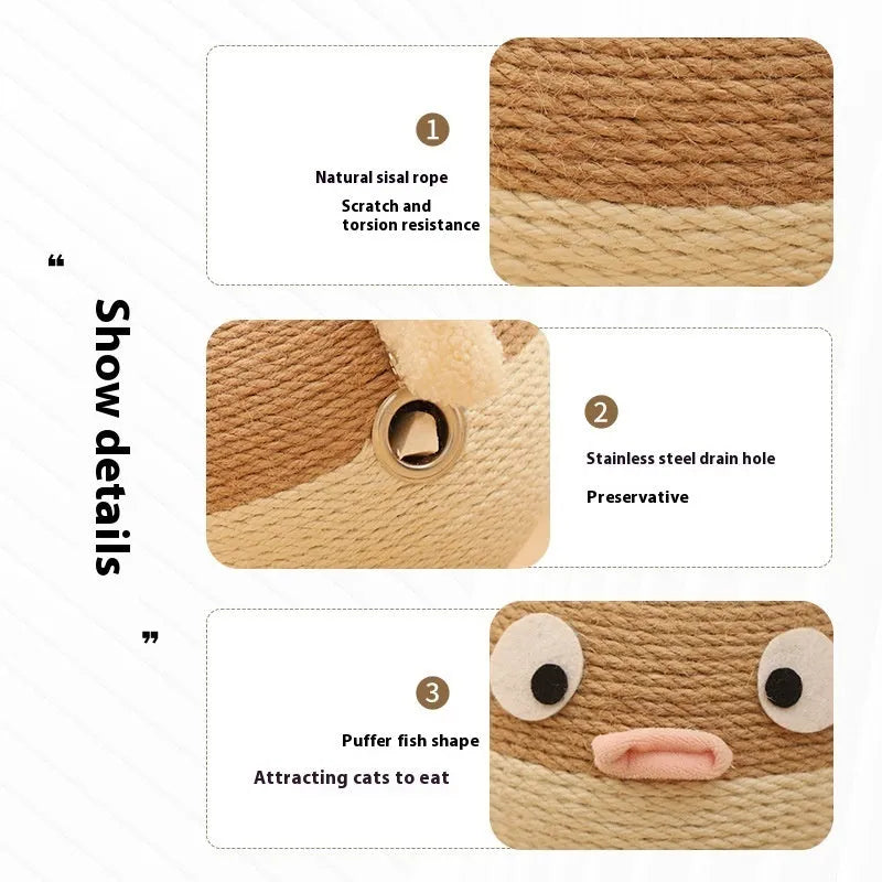 15cm cube sisal hemp puffer leakage food feeder puzzle toy for cats and dogs