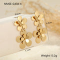 Gold floral butterfly stainless steel earrings with 18K electroplated finish for women