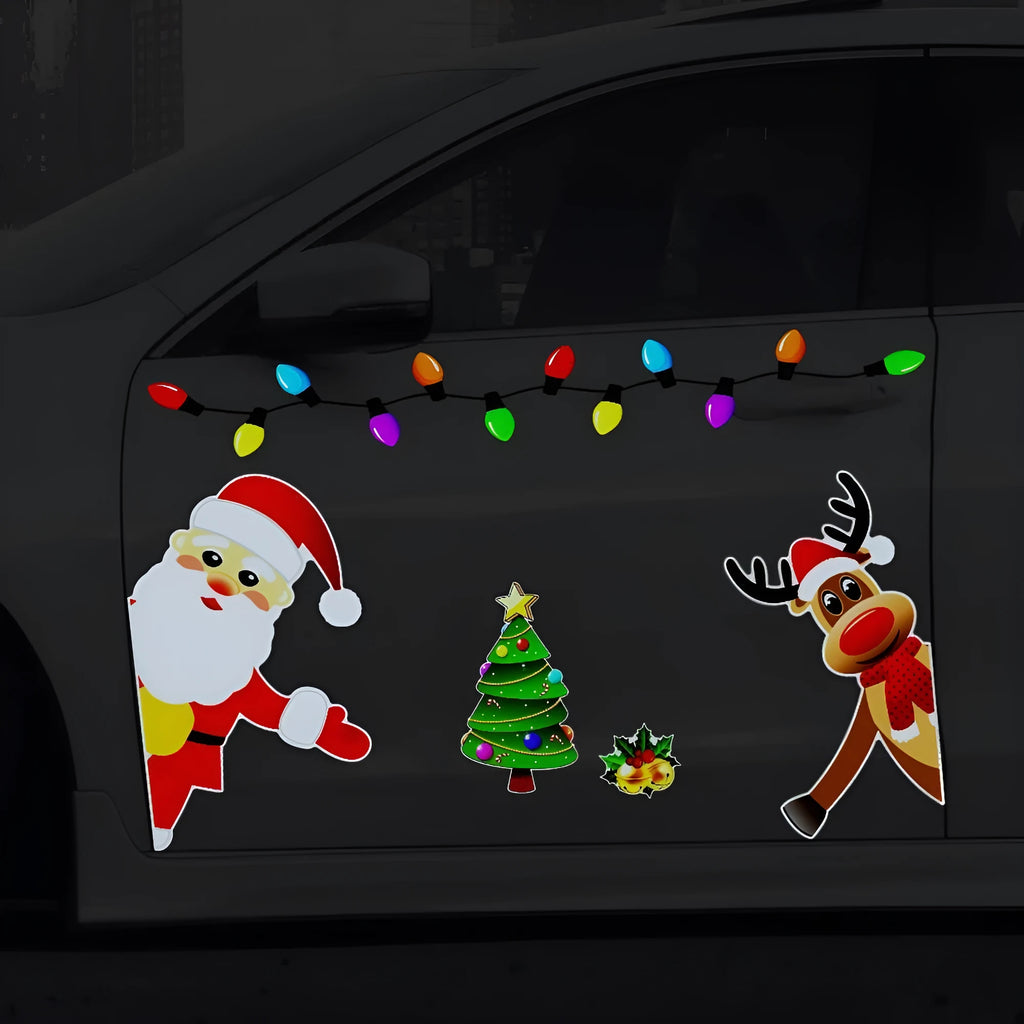 Medium Christmas elk reflective magnetic car decoration sticker in cartoon style.