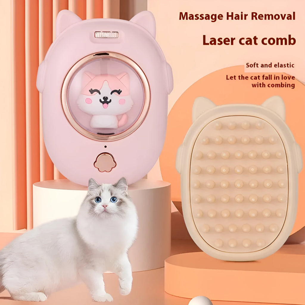 Pink and yellow pet comb laser toys for cat grooming and interactive play