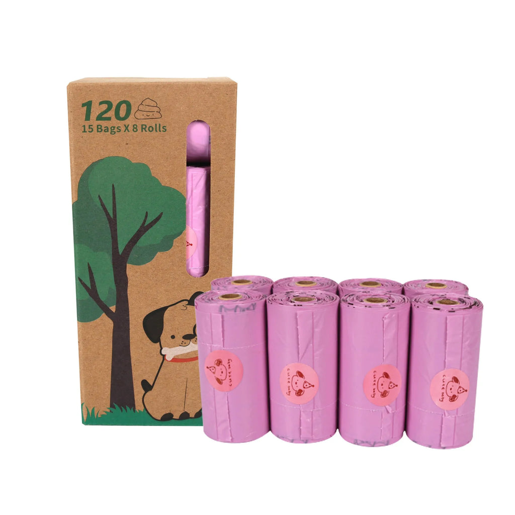 Military green degradable dog waste bags with black bone print measuring 23 by 33 centimetres