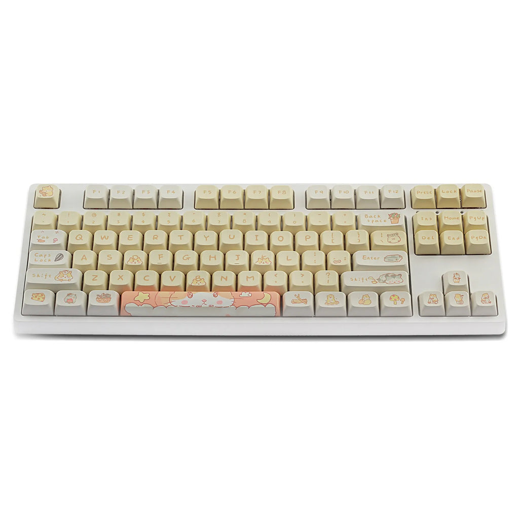 XDA profile mechanical keyboard keycaps in mouse grey and yellow colours for 68-100 key layouts