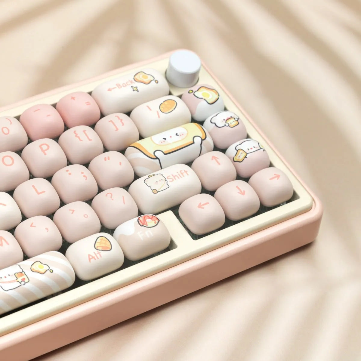PBT sublimation printed bread bear design key cap set for mechanical keyboards