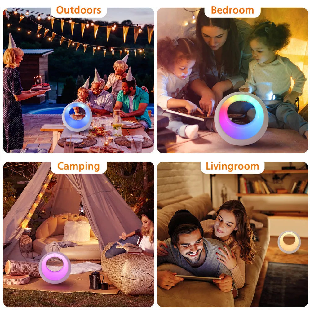 Creative Touch small RGB colour changing desk lamp with remote control on wooden desk