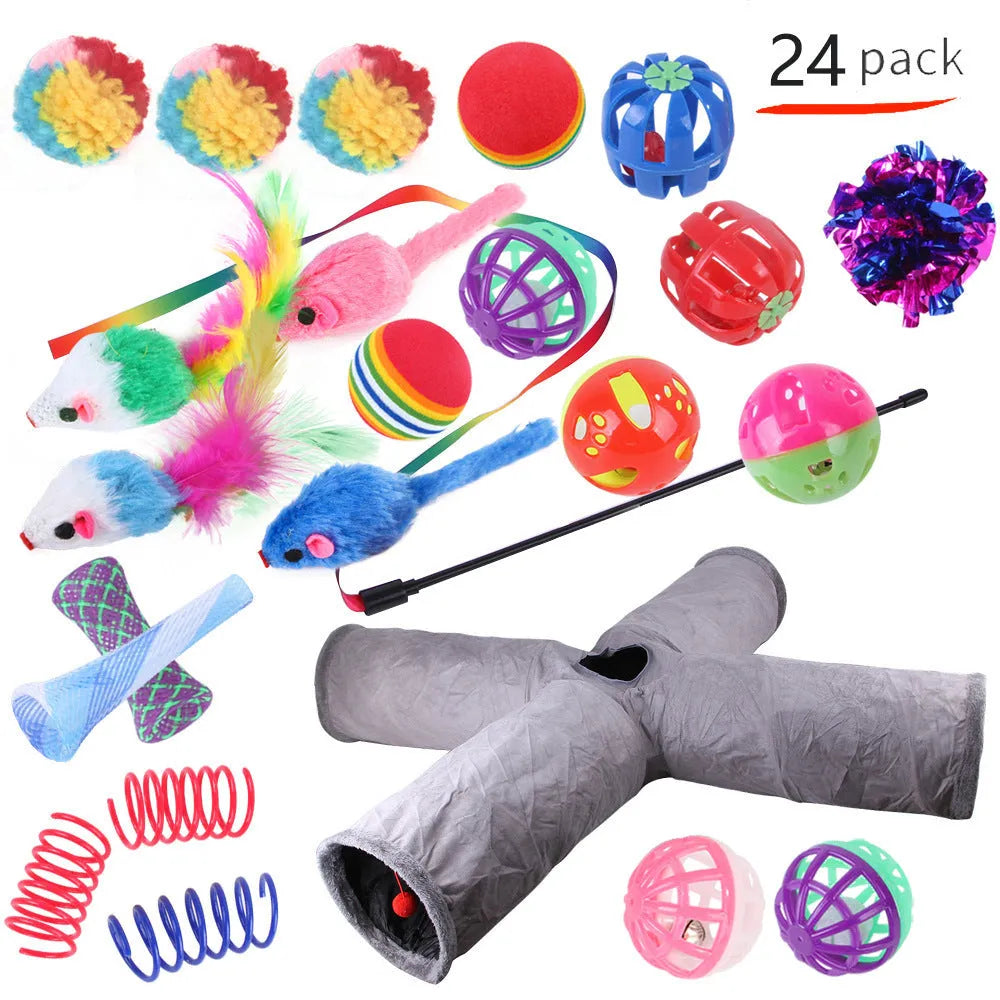 Plastic cat channel toy maze with colourful tracks and accessories for feline play