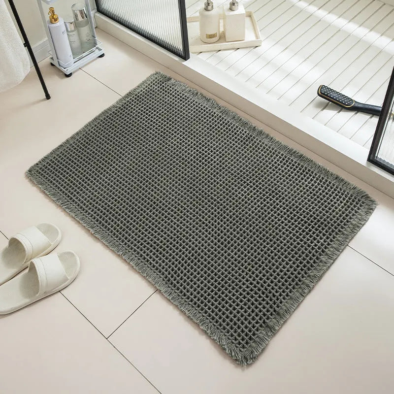Checkered pattern non-slip bathroom floor carpet in a choice of colours and sizes.