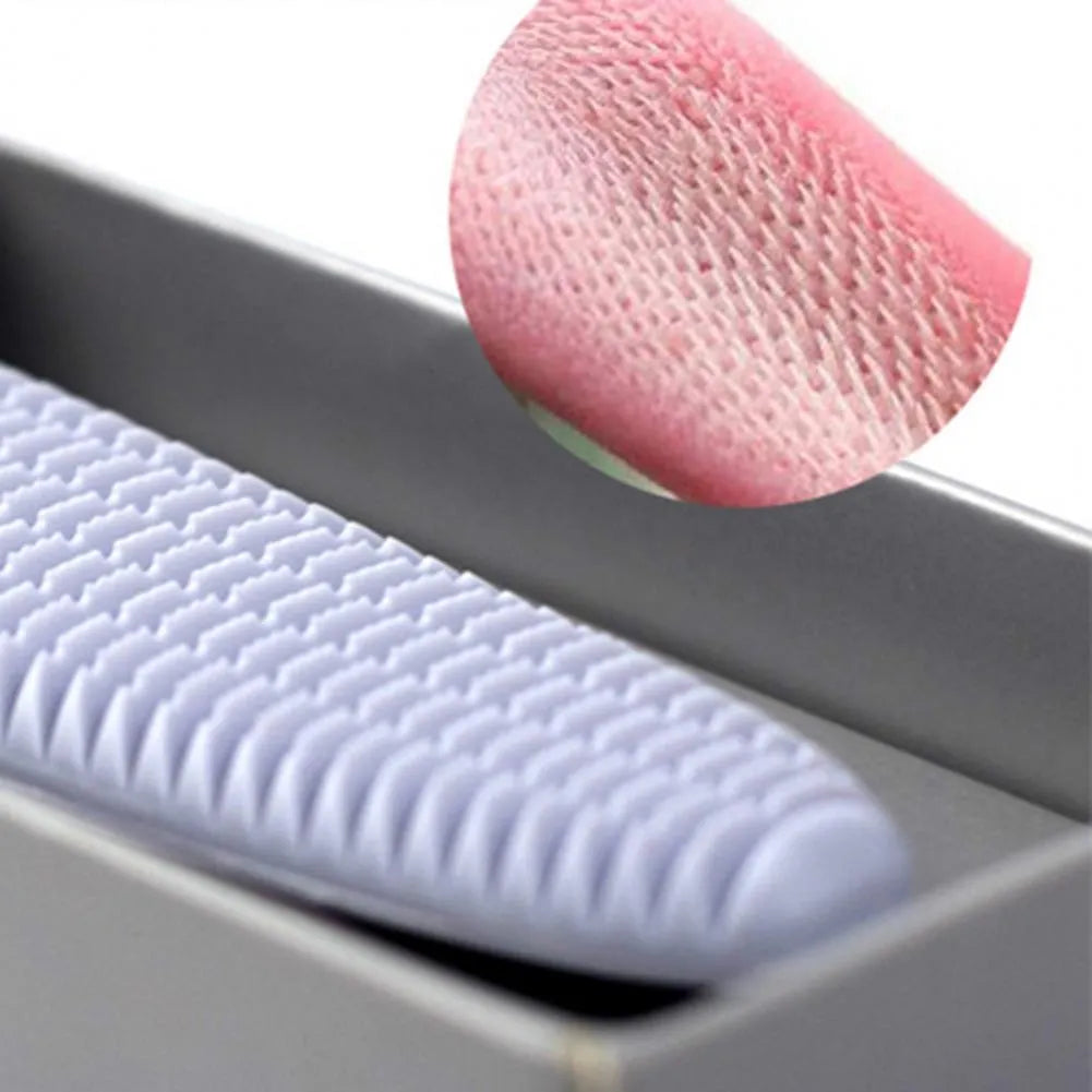 Grey and pink cat grooming combs with tongue massager design and dual ends