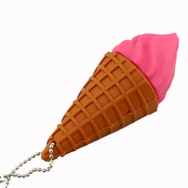 Mini ice cream shaped USB flash drive in pink plastic with USB connector